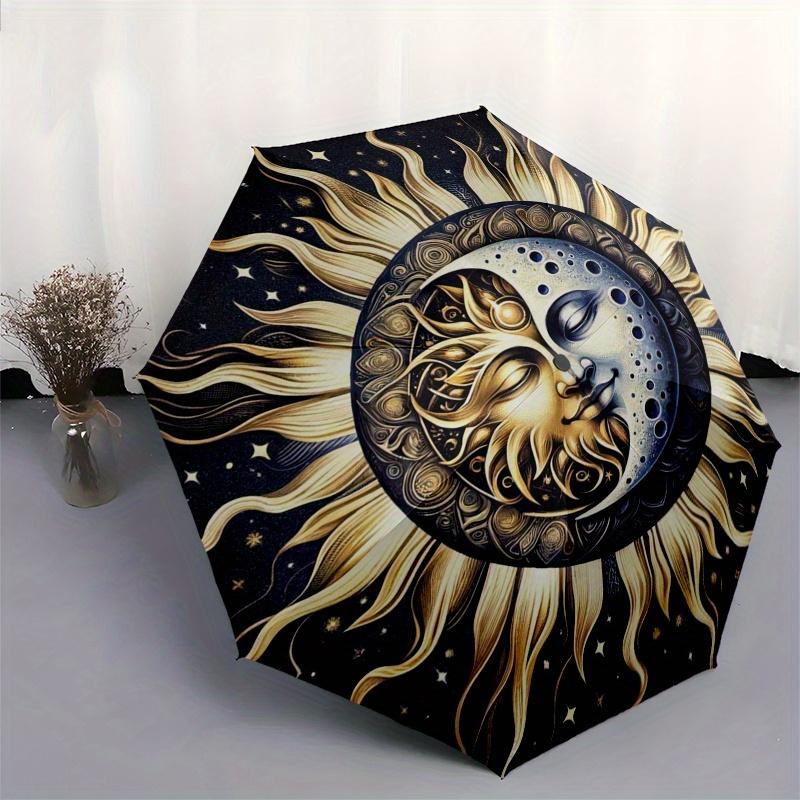 Golden Sun & Moon Celestial Mandala Wall Art Print Umbrella, Christmas Gift Y367