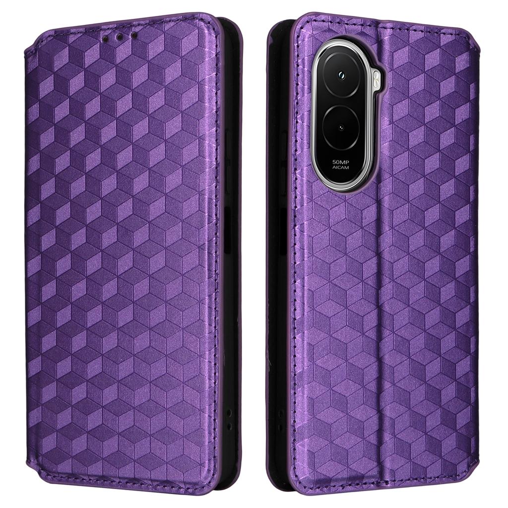For Xiaomi Poco M7 Plus 5G/Poco M7 4G (169mm) Case Wallet Rhombus Imprinted Leather Phone Cover