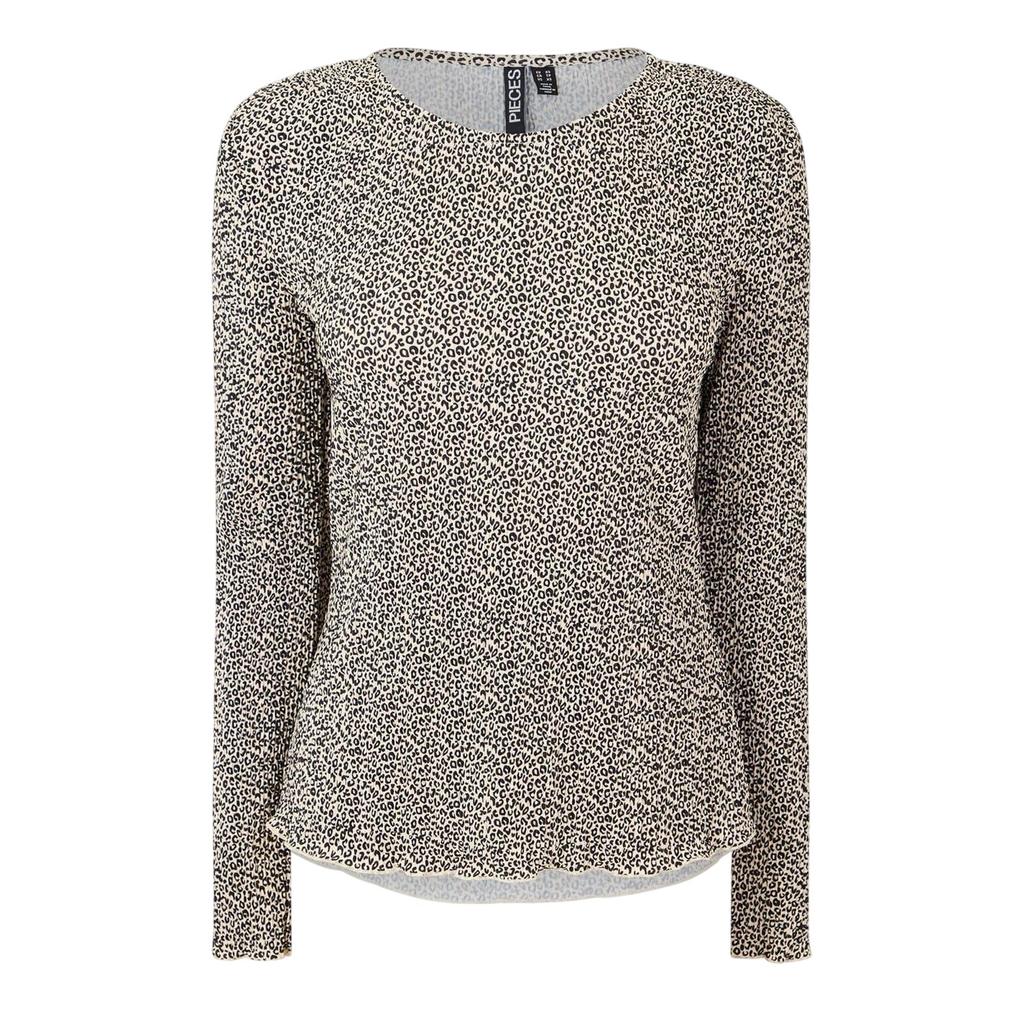 Pieces Womens/Ladies Crew Neck Relaxed Fit Long-Sleeved Blouse