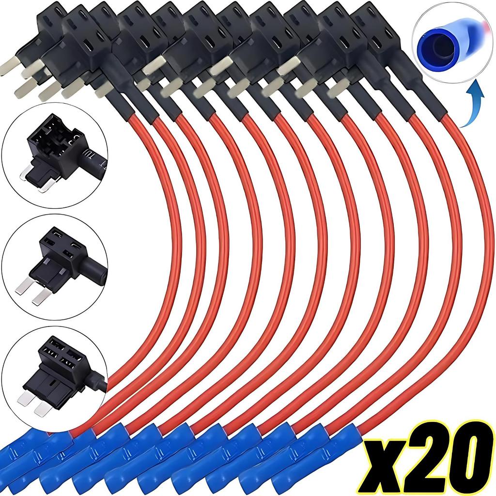 20/5pcs Car Fuse Holder Add-a-circuit MINI SMALL MEDIUM TAP Adapter Micro Mini Standard Blade Car Fuse with Holder Adapter 32V Fuse Holders1
