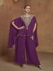 Set Kaftan Mov de Lux pentru Femei | Ținută Palazzo Brodată de Petrecere