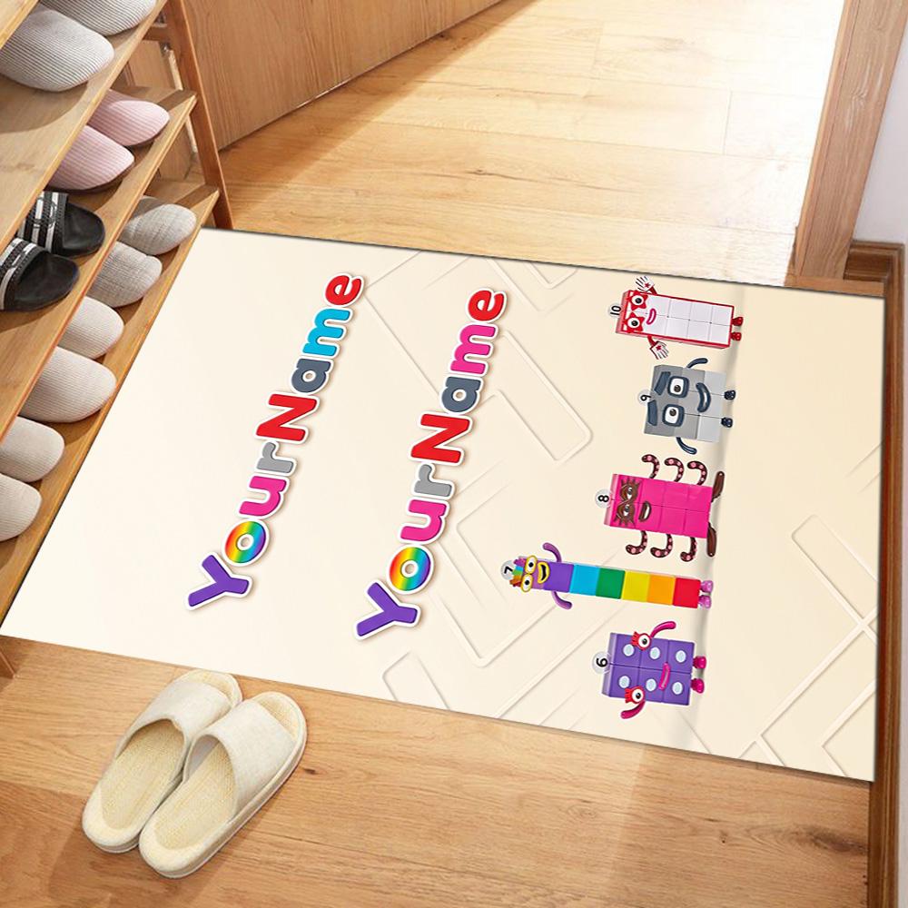 Numberblocks Customized Name Carpet Suitable for Study room Entryway Dormitory Bedrooms Antislip Carpet Anime Office Decor Best for Christmas