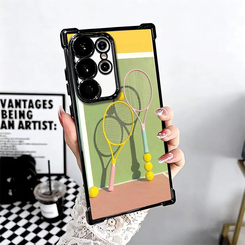 Tennis Sport Plating Phone Case For Samsung Galaxy S24 S25 FE S26 Edge S23 Ultra S22 S21 Plus S20 Anti-Fall Airabag Cover