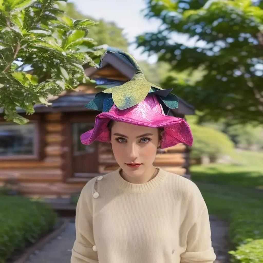 1pc Morning Glory Flower Witch Hat for Women Unique Adult Halloween Costume Accessory for Parties Cosplay Events Chic Design Floral Decoration