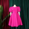 Summer Women's Dress Plus Size Round Neck Temperament Bubble Sleeve Waisted Big Swing Dress A-line Dresses