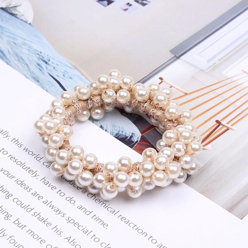 1pc Elegant Imitation Pearl Bead Hair Accessory Elastic Rubber Band Women's Fashion Hair Rope Sweet Ponytail Simple Hair Circle