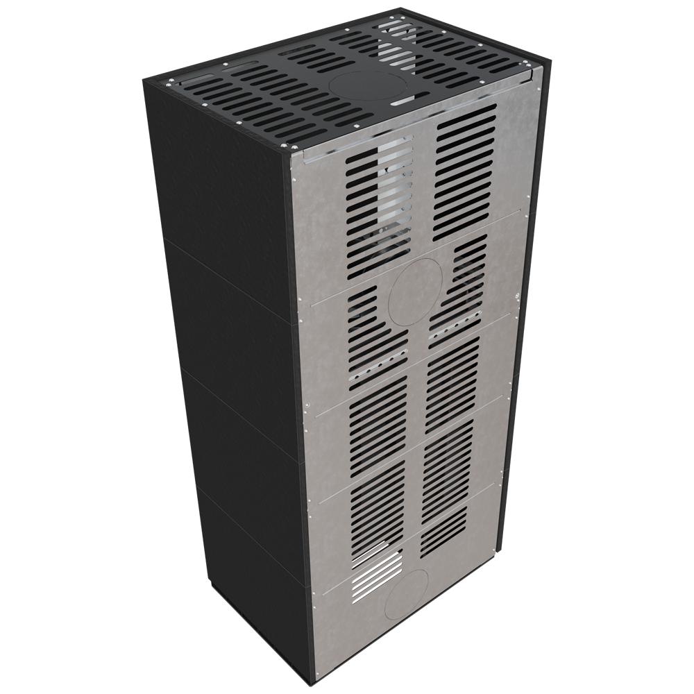 Modular Fireplace KRATKI FLOKI Left-sided 8 kW Ø 160 Granite Panels ZIMBKRATKI ABWE NERO