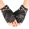 Half Finger Performance Leather Gloves Ladies Nightclub Pole Dance Rivet Leather Punk Cos Comic Con Stage Performance Gloves