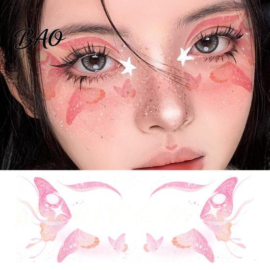 Butterfly Face Stickers Glitter Stickers, Waterproof Temporary Tattoos for Festival Party Stage Water Transfer Decals Makeup, Easy Application