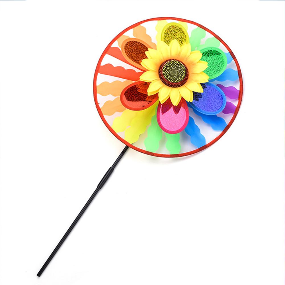 Colorful Rotating Windmill Sequin Sun Flower Pinwheels Outdoor Garden Decoration Site Layout