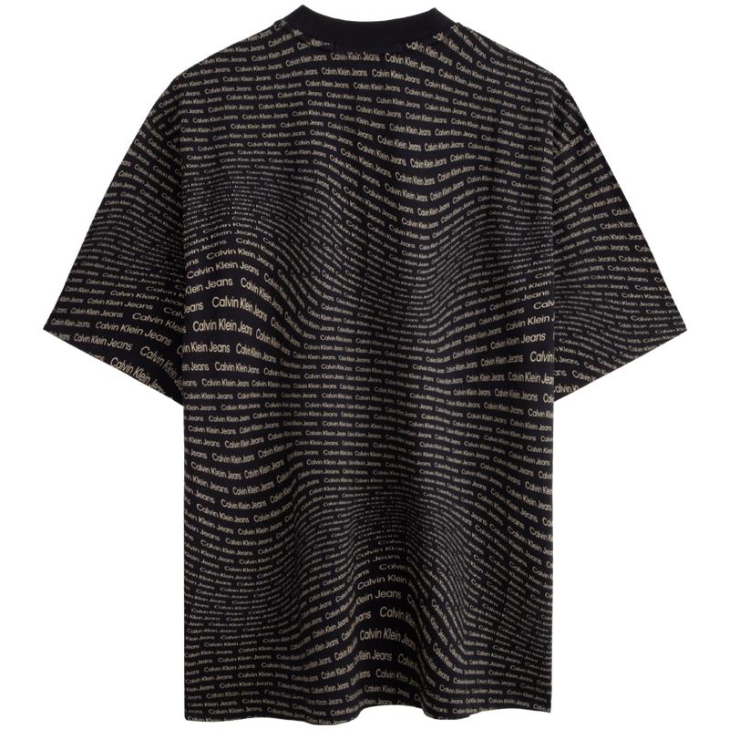 Calvin Klein Letter Print Loose Short Sleeve T-Shirt Men Tops Black J325428-0GP