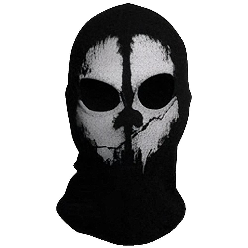 Balaclava Face Mask Scary Ghost Skull Mask Black Ghost Face Print Full Face Cover For Halloween Cosplay Props Bike Cycling