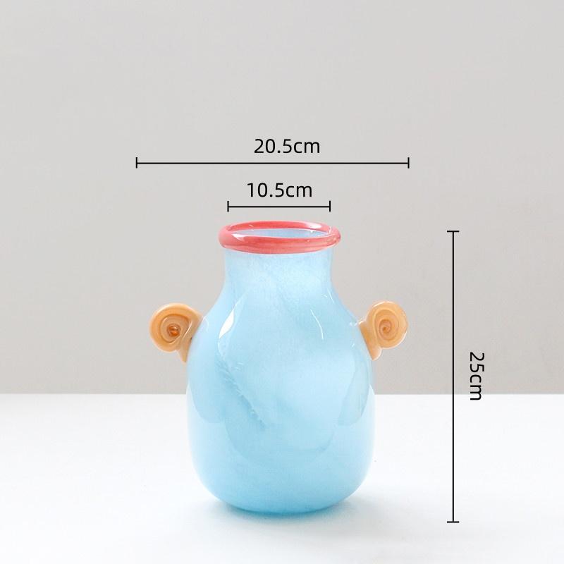 Creative Glass Vase Cartoon Candy Handle Flower Vase Floral Arrangement Accessories Terrarium Home Decoration Accessories