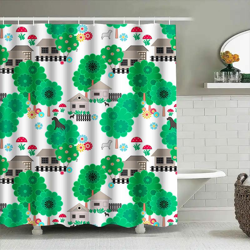 Greenery Pastoral Life Shower Curtain Decorative Bathroom Fabric Window Panel For Home Decoration In Animal Print Patterns From