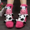 1 Pair Knitted Animal Socks Autumn Winter Thick Warm Knitting 3D Animal Doll Mid-calf Socks Women Stretch Home Floor Carpet Sleeping Socks