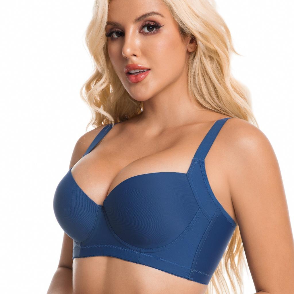 Large-sized Smooth Bra Women's Seamless Sexy Underwear Women's Gathering Bra Anti-sagging Deep V Bra with Steel Rims