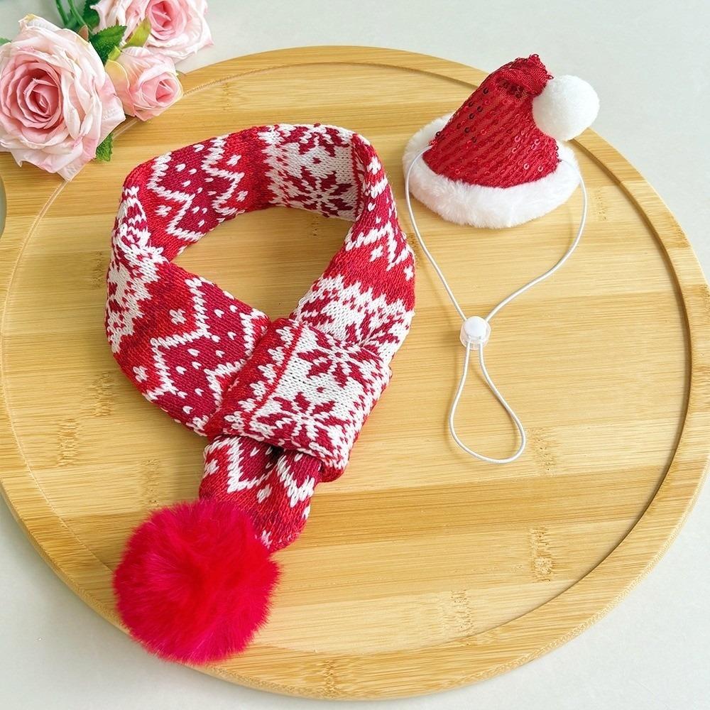Winter Dog Scarf Collar Christmas Cat Scarf Hat Cozy Dog Bandana Scarf  for Puppy Kitten