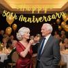 2pcs Happy 50th Anniversary Banner, Pre-Strung Glitter Gold 50th Wedding Anniversary Banner 50 Year Loved Party Favor & Decor Decorations