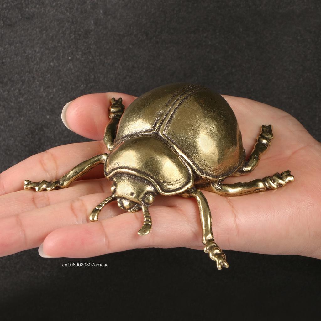 Solid Brass Beetle Ladybug Figurines Miniatures Tea Pet Funny Insect Crafts Collection Desktop BIG Ornaments Home Decorations