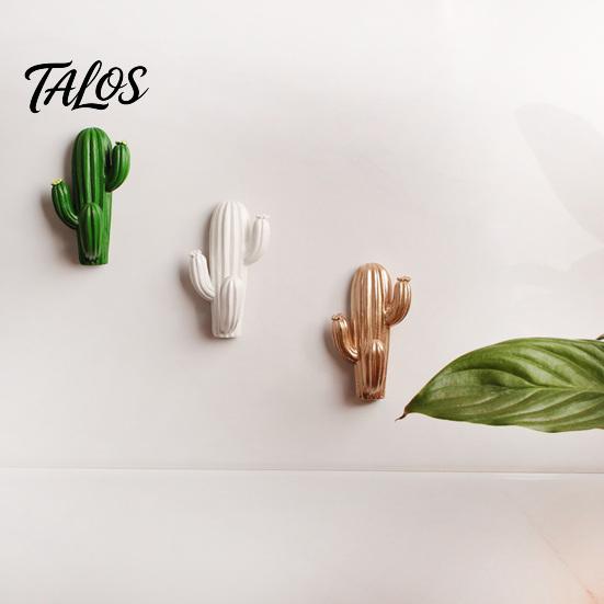 Multi Purpose Wall Hangers Cute Cactus Adhesive Hook, Nail-Free Resin Strong Load-Bearing Hanger, Small Space Storage Hooks Mount Organizer