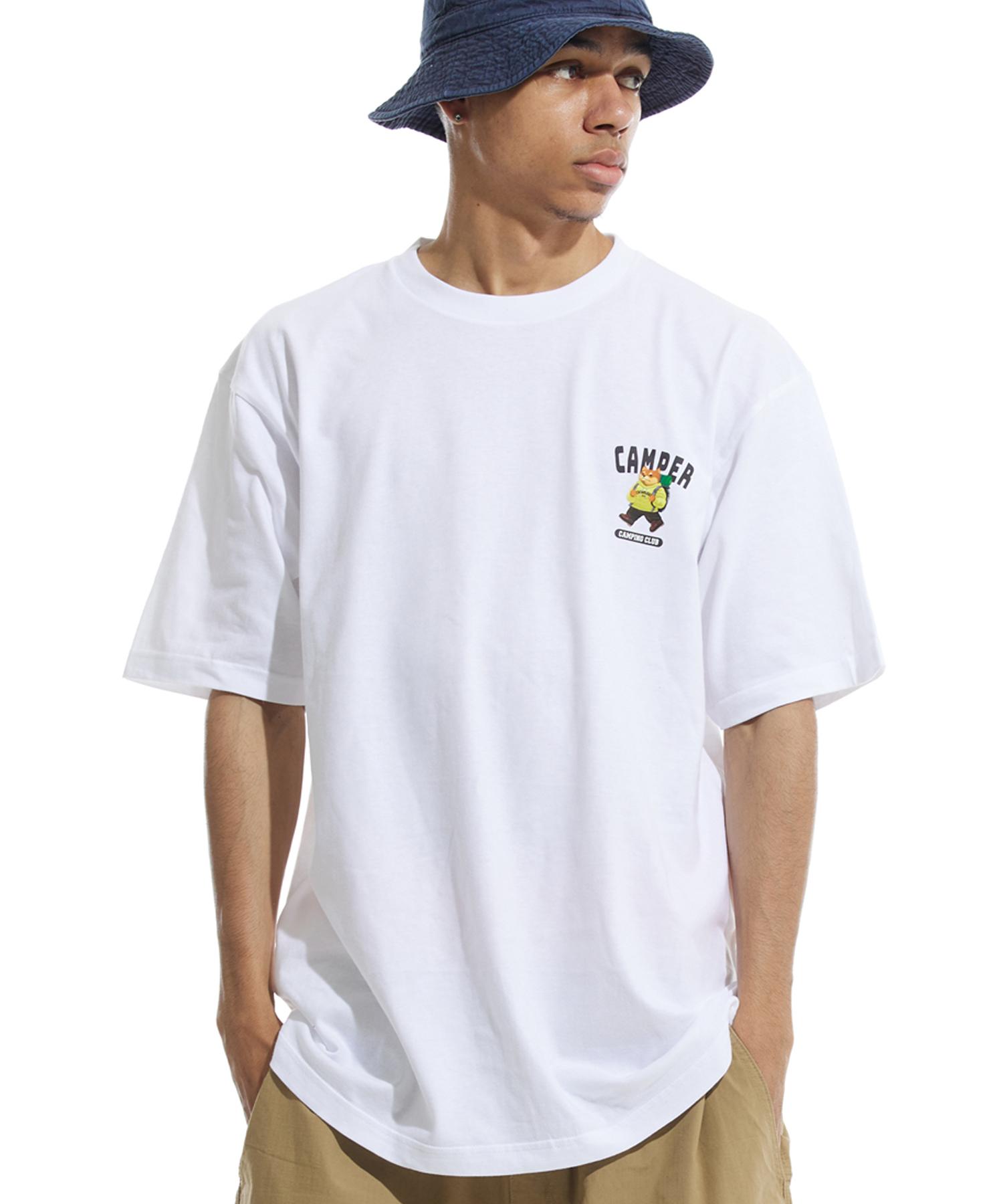 Cream Soda Lab Camping Club Small Logo Short Sleeve T-Shirt White Lime L