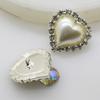 Hot 10pcs 20mm*23mm Sewing Heart-shaped Ivory Pearl Rhinestone Buttons DIY Handmade Wedding Invitation Flower Jewelry Parts