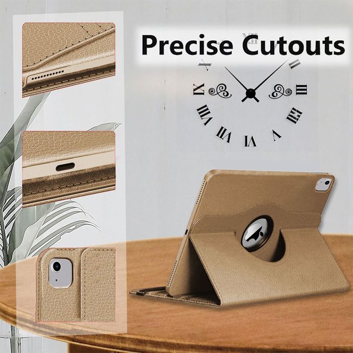 Protective Case - BOOLING - for iPad Air 11 Inch - 360° Rotation - Gold - Synthetic Leather