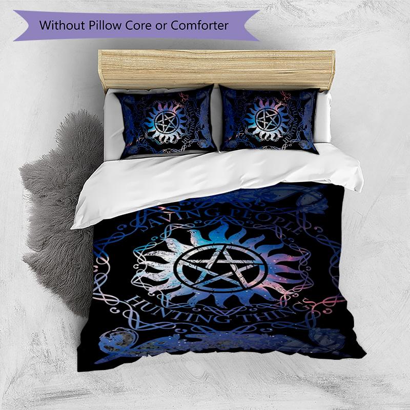 Supernatural 3pcs Bedding Set Duvet Cover Closure Includes 1 Duvet Cover & 2 Pillowcases for All Seasons Bedroom Home Dorm Decor