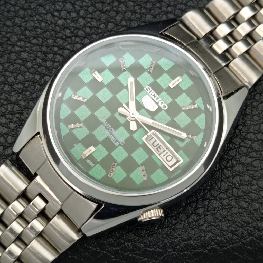 REFURBISHED JAPAN MADE SEIKO 5 AUTOMATIC MENS WATCH GREEN DIAL CUSTOM A440136-2 QV90-a440136