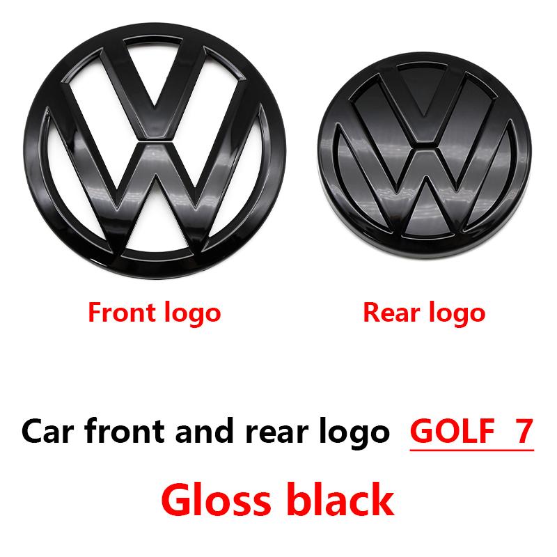 Chrome Silver/Glossy Black Front Radiator Grille & Rear Trunk Lid Emblems for VW Golf 7 (2014 - 2017) - Auto Badge Accessories