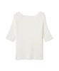 N Natural Beauty Boat Neck Rib Knit White Basic Sweater, Women's,