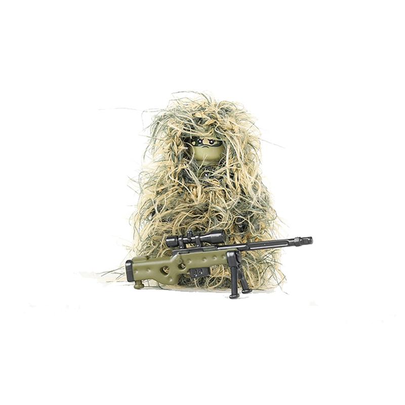 Non-Toxic Military All-Terrain Sniper Camouflage Clothing Building Blocks Jungle Swat Soldier Figures Weapons Awm M24 Gun Parts Bricks Toy