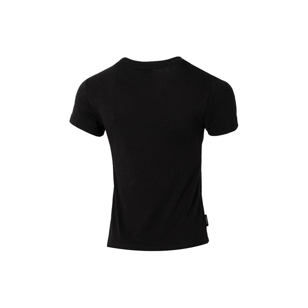 PUMA Embroidered Letter Outdoor Sports Fitness Running Comfortable Breathable Casual Round Neck Short Sleeve T-Shirt SS24 Women Tops Black 630356-01
