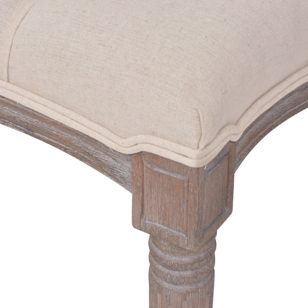 Linen Bench Solid Wood Frame 150 x 40 x 48 cm Cream White