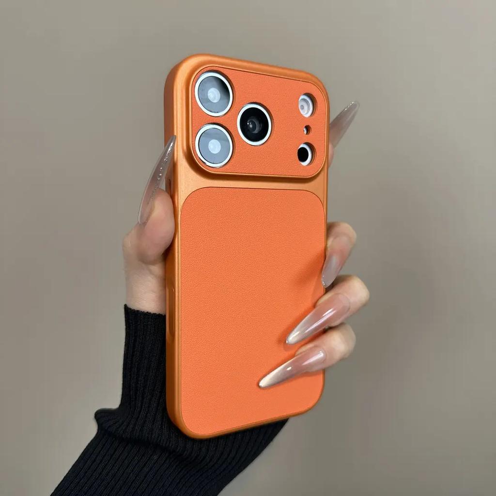 Business Solid Leather Texture Color Case for iPhone 17 Air 16 15 14 Plus 13 Pro Max Matte Shockproof Len Protection Cover