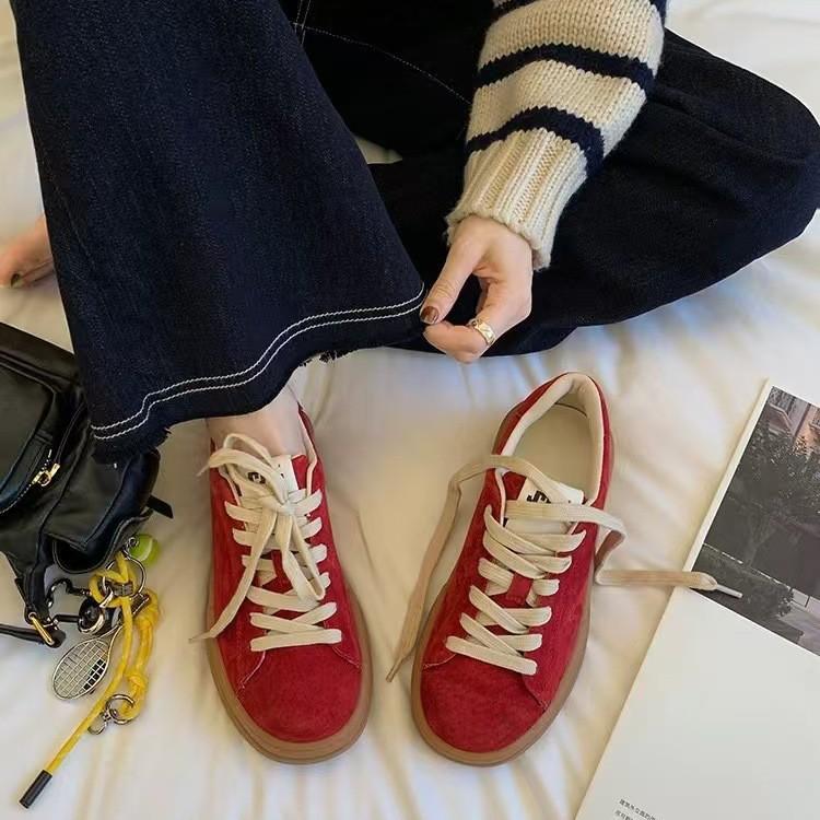 Leder Retro Plateau Erhöhung Deutsche Trainingsschuhe Damen 2025 Neue vielseitige Schnür-Freizeit-Sportschuhe Forrest Gump Board Schuhe Damen