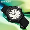 SANDA 3260 Sleek Trendy Student's Quartz Watch Silicone Strap Auto Calendar Waterproof Casual Wear Wristwatch for Adolescent