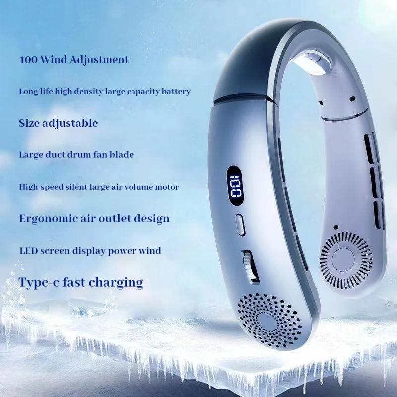 Portable Neck Fan, Upgraded 100 Speeds Personal Bladeless Fan Wearable with Neck Brace, 4000mAh Rechargeable Battery Operated,