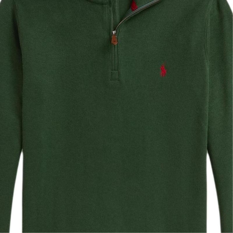 Ralph Lauren Sweatshirt FW25 Solid Color Quarter Zip Pullover Long Sleeve Kids 323953023-011