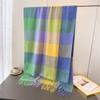 Luxury Brand Winter Rainbow Plaid Women's Imitation Cashmere Scarf Warm Shawls and Wraps Thicked Pashmina Female Blanket Scarves