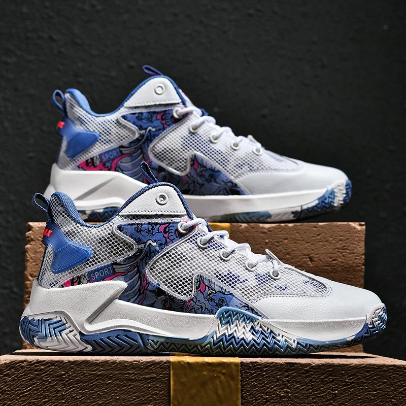 Basketball shoes boys new spring and autumn high-top non-slip boys actual combat sneakers medium and large children s student sneakers 36