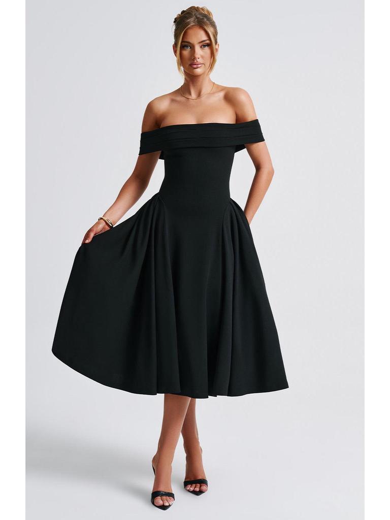 2025 Spring Fashion Solid Color Off-the-Shoulder Backless Bandeau Dress for Women