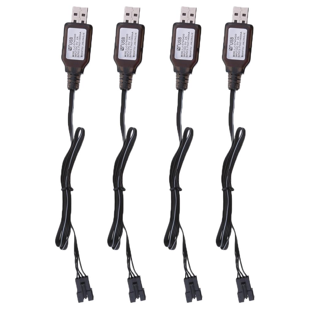 4Piece 7.4V USB to SM4P Plug Charging Cable for RC Toy