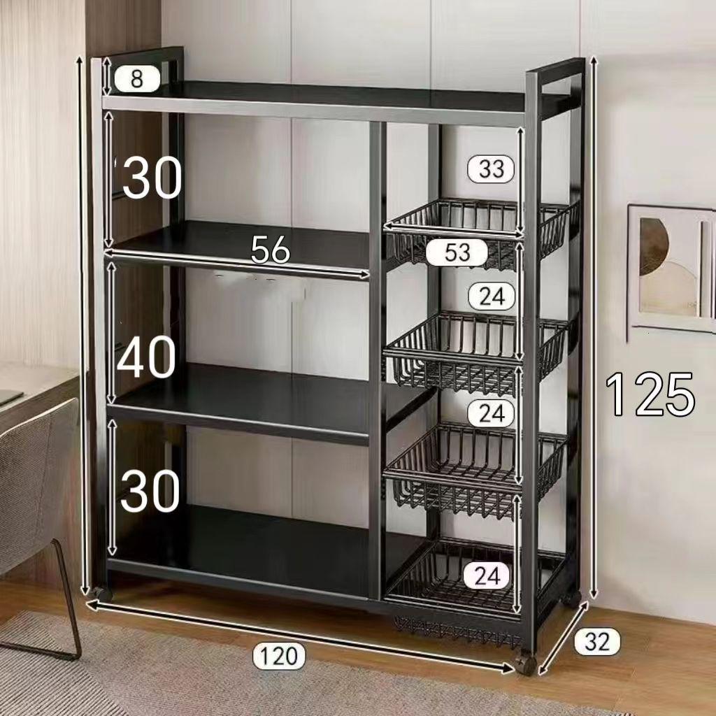 Multi-Layer Kitchen Vegetable & Microwave Storage Rack with Wheels
