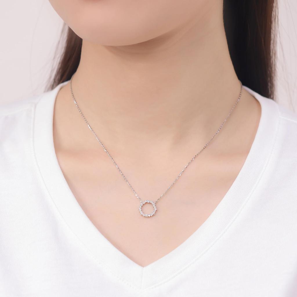 Estelle Official Women's Silver Rhodium-Plated Cubic Zirconia Necklace (Product Code: 0772-4362-0019-0000)
