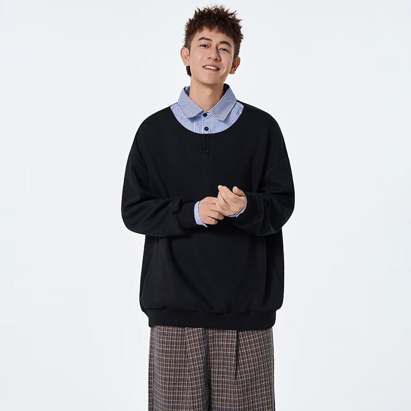 TOM ADAM Men's Faux 2-Piece Polo Collar Sweatshirt