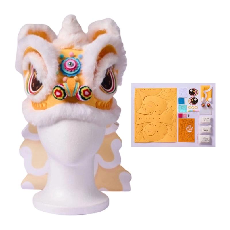 New Year Lions Dance Hat DIY Lions Dance Hat Making Materials Set Chinese Dragon Head Cap for Party New Year Decorations