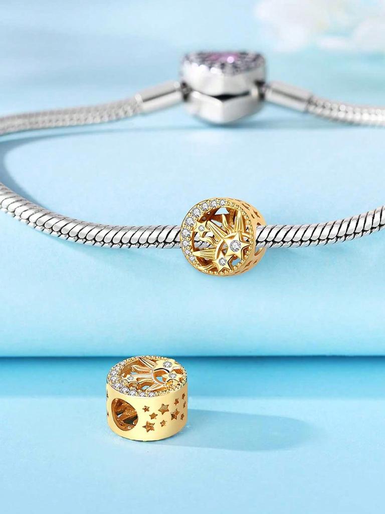 Charms Plata Copper Colors Sun Moon Stars Clips And Spacers Beads Pendant For Original Bracelet For Women Diy Jewelry Love Gift