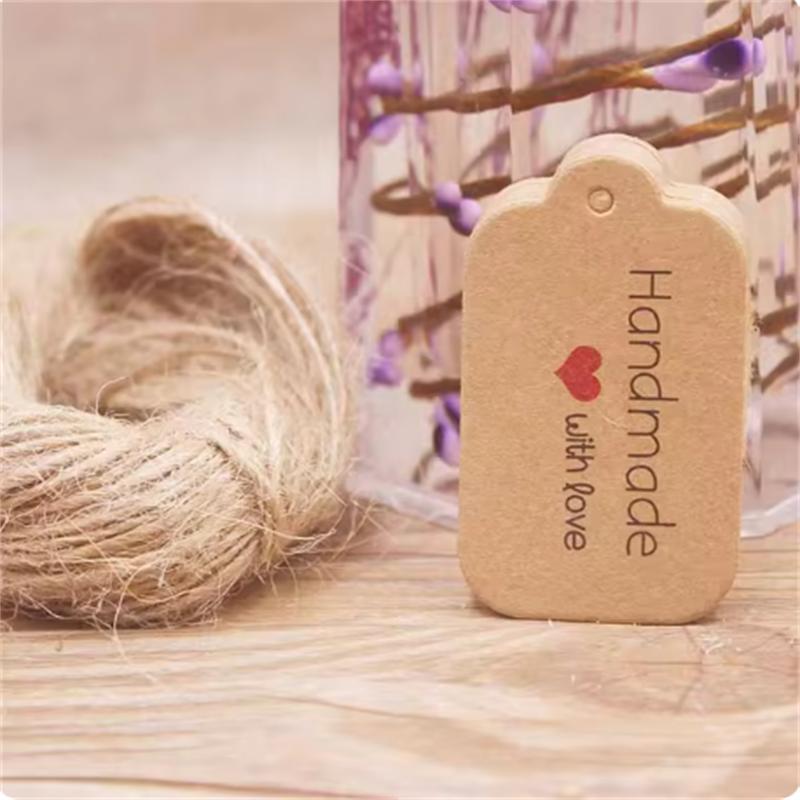100PCS 20 meter rope cowhide gift label, thank you paper gift, New Year's Halloween label, party decoration
