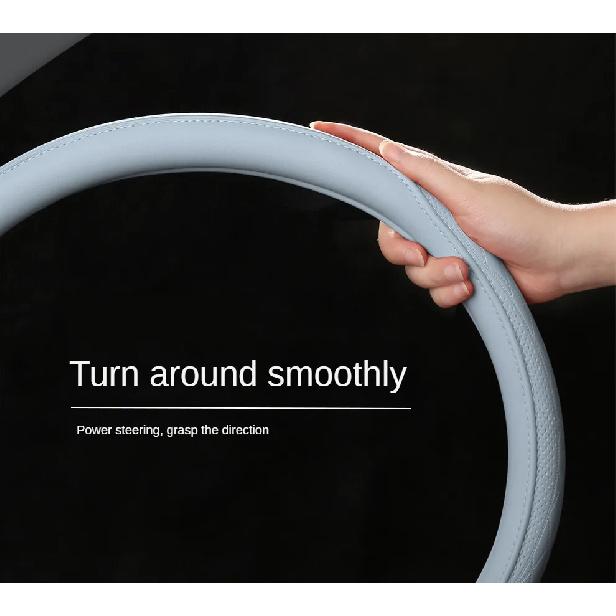 2025 New Style 10 Colors Napa Leather Perforated Patchwork Car Steering Wheel Cover Non-slip Breathable Universal 15 Inch 38cm